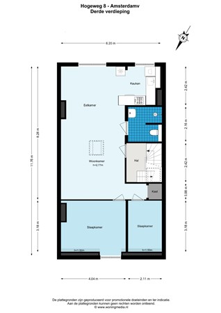 Floorplan - Hogeweg 8H, 1098 CB Amsterdam